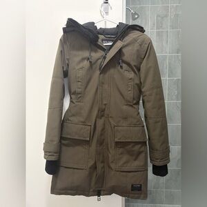 TNA Golden Winter Jacket in Olive with Black Accents